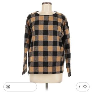 J. Jill Black and Tan Checkered Sweater